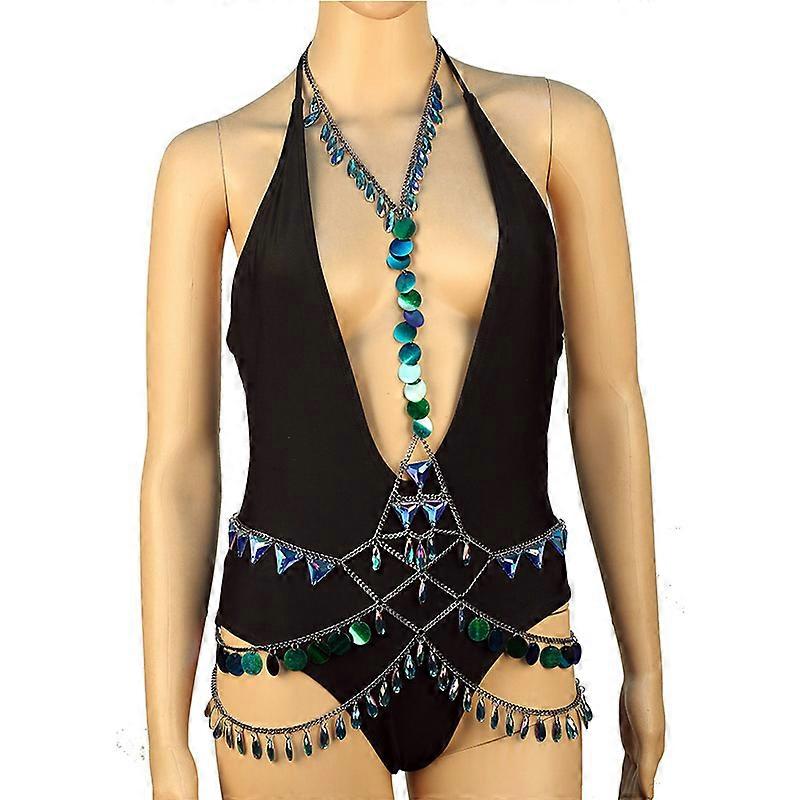 Fashion Layered Beaded Body Chain Jewelry Sexy Women Bikini Waist Belly Chain Dance Wear