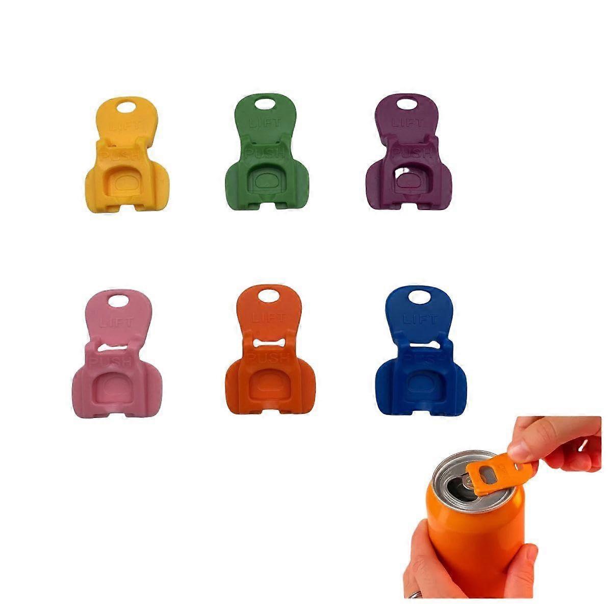 Can Tab Opener and Cover for Easy Soda and Beer Opening, Dual Function Colorful Plastic Lids (6)