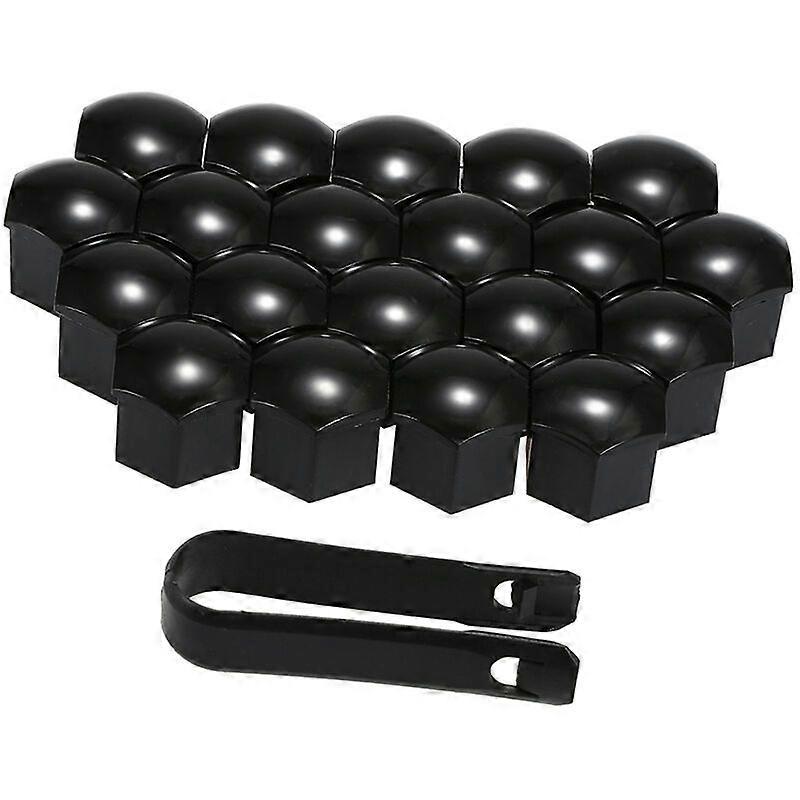 20 Pcs Universal 21Mm Wheel Nut Covers Plating Lug Nut Caps Screws Protector Black