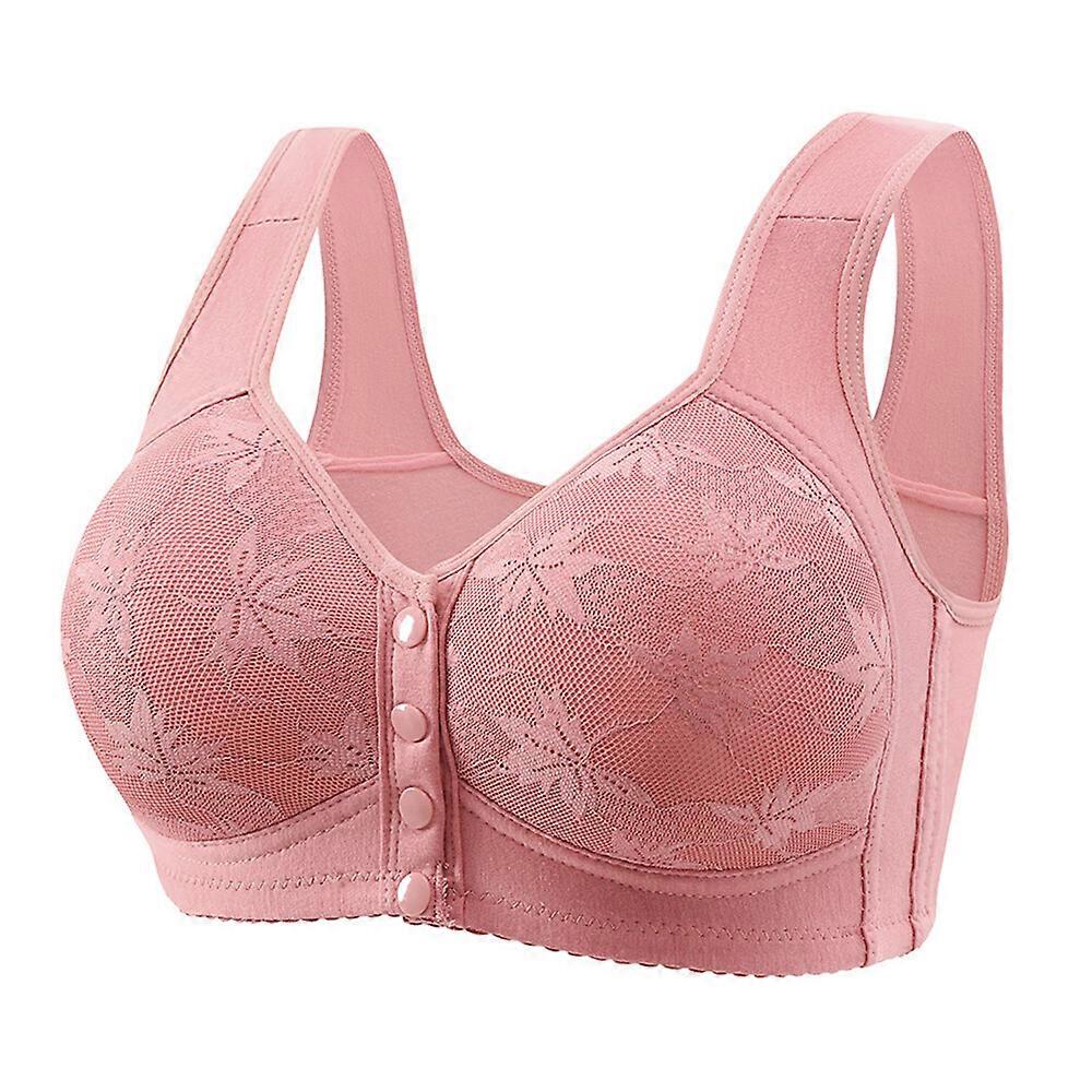 Middle-Aged & Elderly Women Bras Seamless Front Open Button Oversized Thin Bra