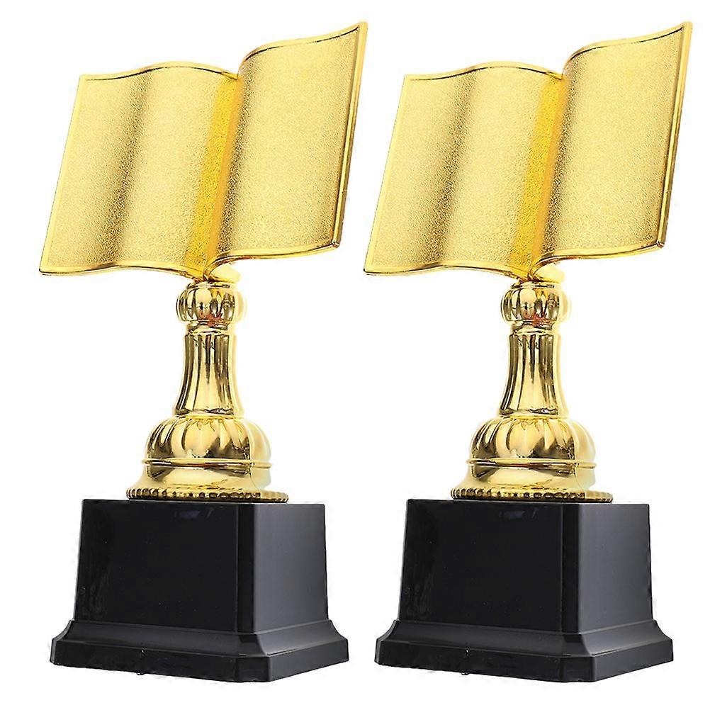 Gold Plastic Reading Trophy Book Shaped Award for 2Pcs Student Awards