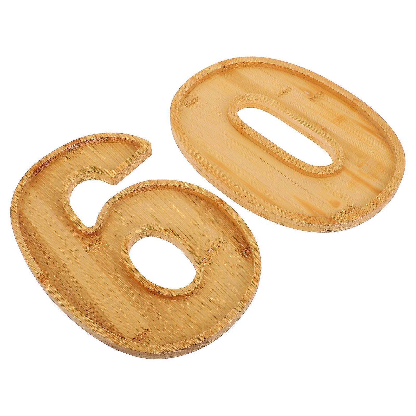 Wood Fruit Plate Wooden Tray For Party Use Number Shape Multifunctional Design 2Pack