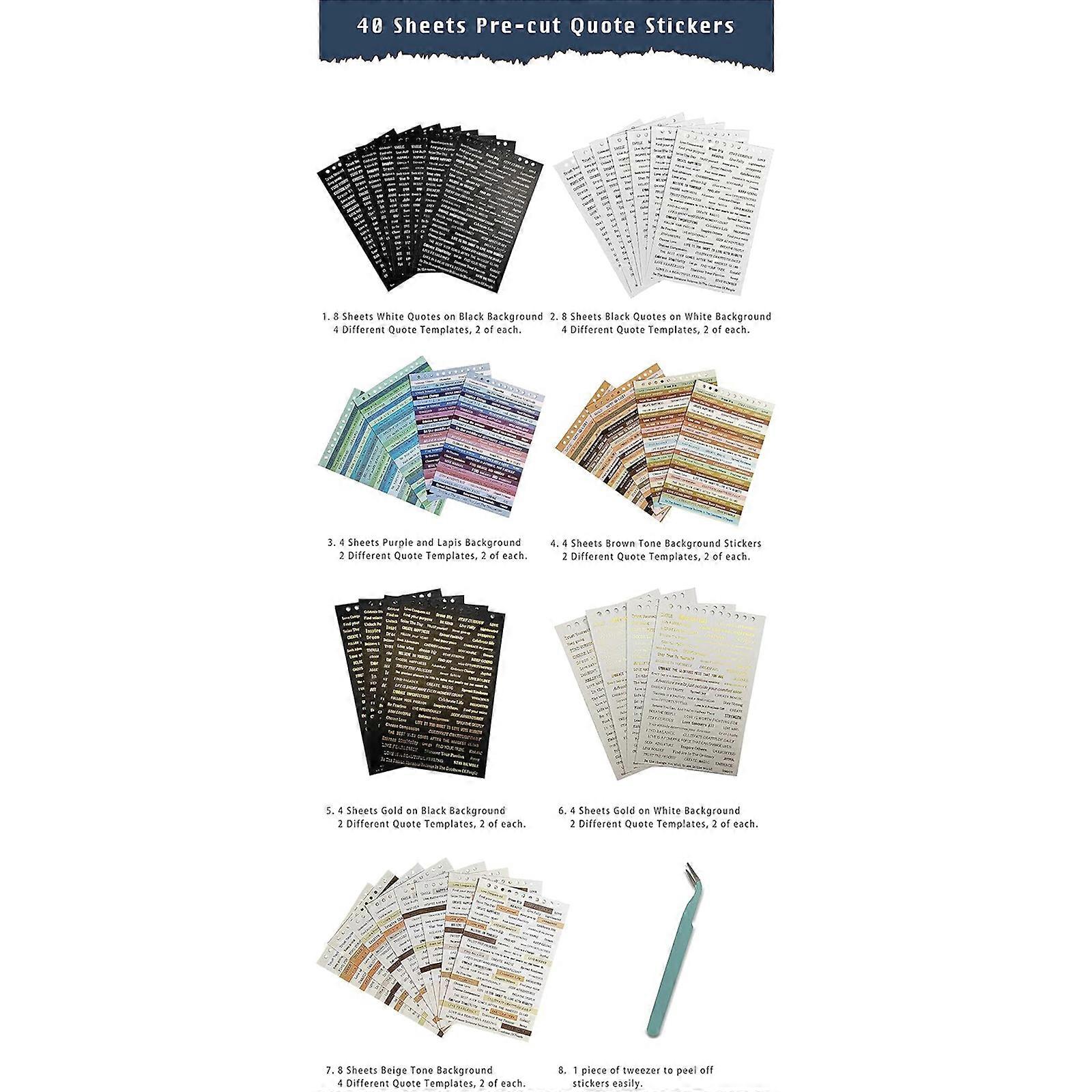 40 Sheets Colorful Small Talk Stickers Inspirational Quote Stickers for Journaling Scrapbook ,Sentiment Sticker for DIY Craft