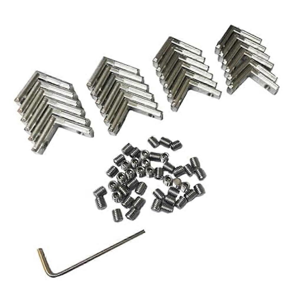24pcs 2020 Series L-Shape Interior Inside Corner Connector Joint Bracket with Screws Silver