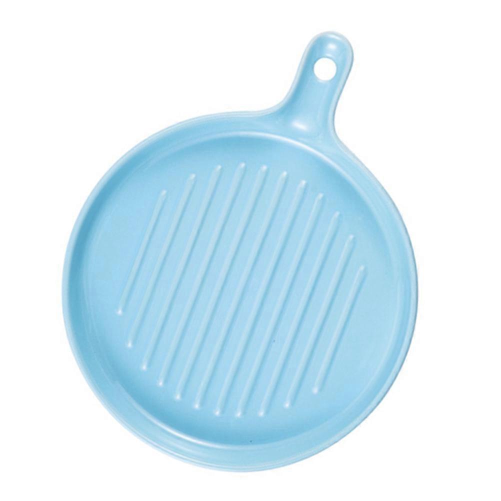 Practical Ceramic Handle Dish Baking Plate for Home Use Sky-Blue