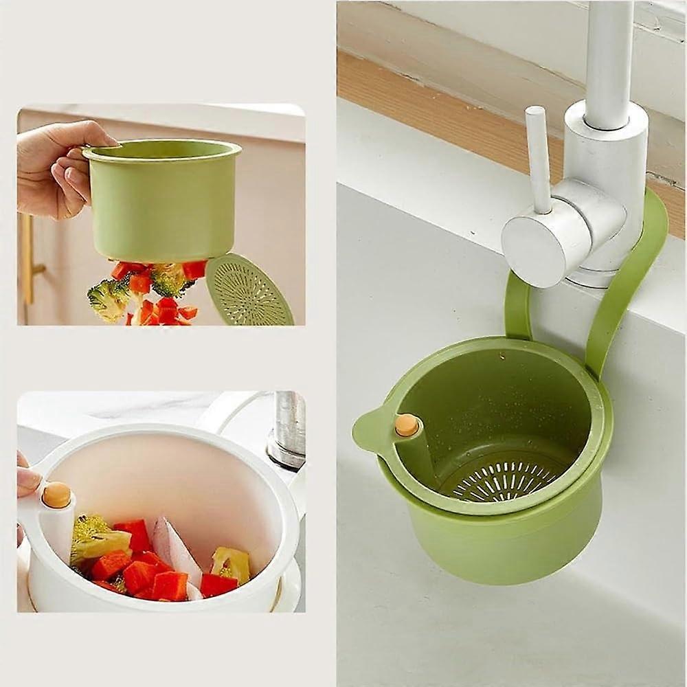 Sink Strainer Basket with PushtoDump SelfCleaning Mesh, Kitchen Sink Corner Strainer Green