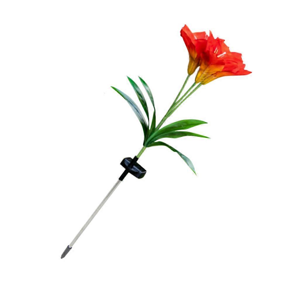 Solar Garden Lights Flower Stake Lamp for Pathway Yard 2Pcs Orange