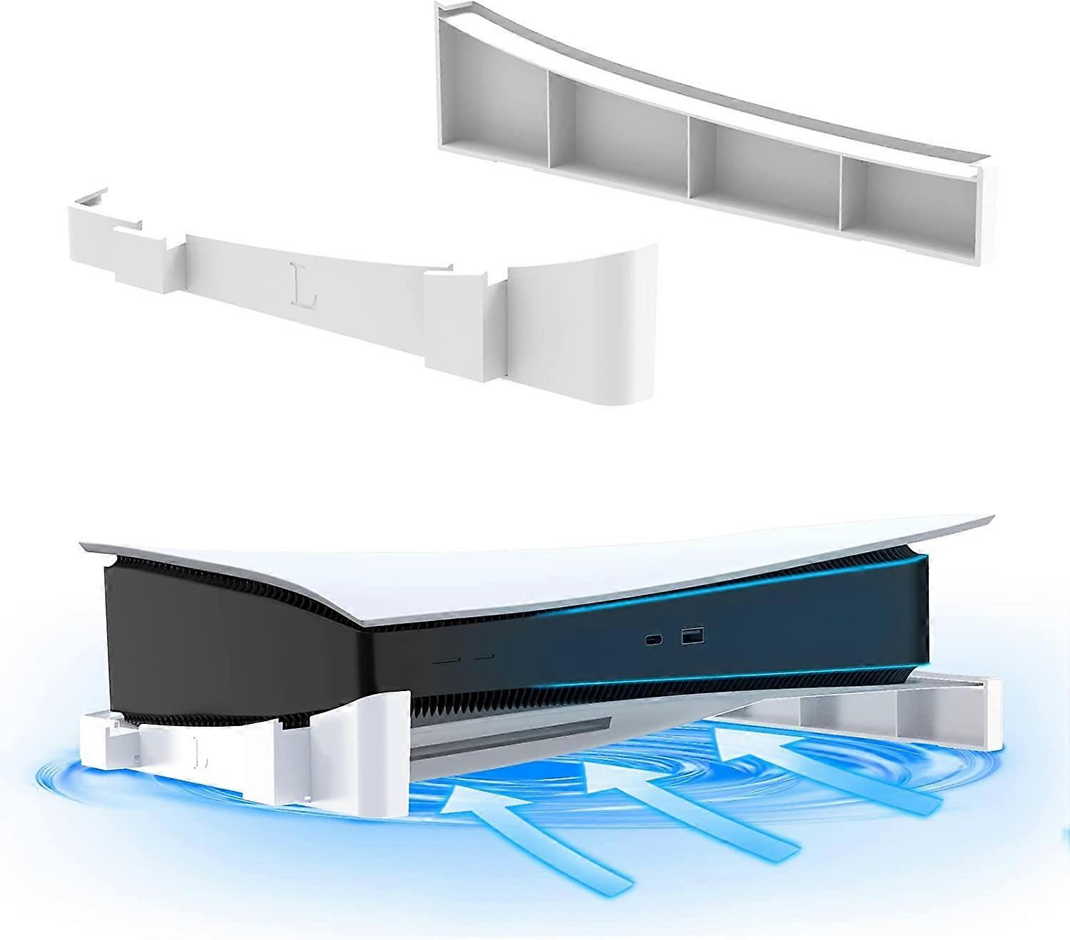 Horizontal Stand with Cooling for PS5 Disc and Digital Editions, White Elevated Console