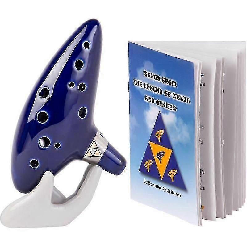ASQ Zelda Ocarina 12 Hole Alto C with Song Book (Songs From the Legend of Zelda) with Display Stand Protective Bag