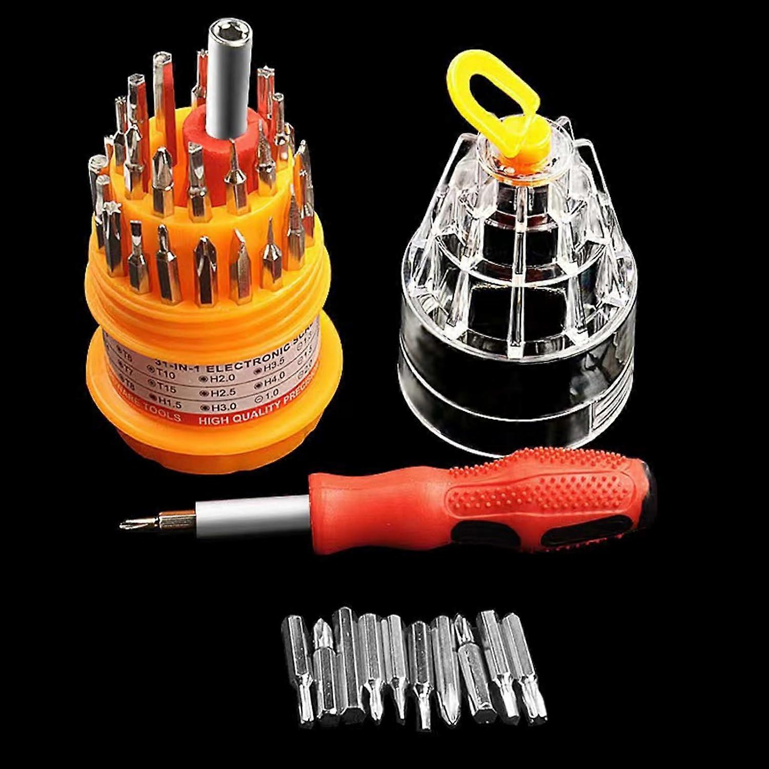31 in 1 Multifunctional Screwdriver Set with Ergonomic AntiSlip Handle and Hardened Steel Tips