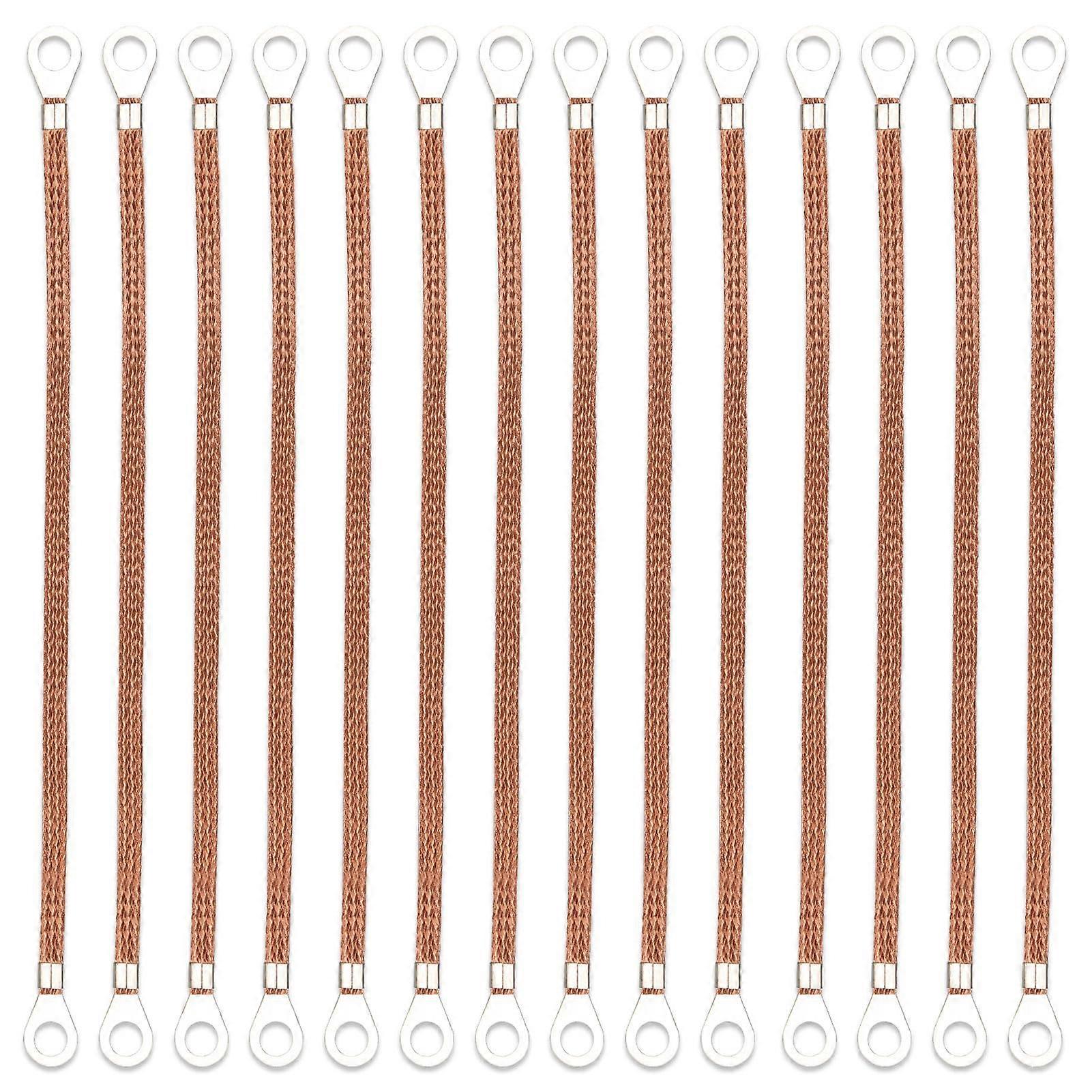 14Pack Braided Copper Ground Strap Kit, Tinned, Flexible, CorrosionResistant, Universal Vehicle