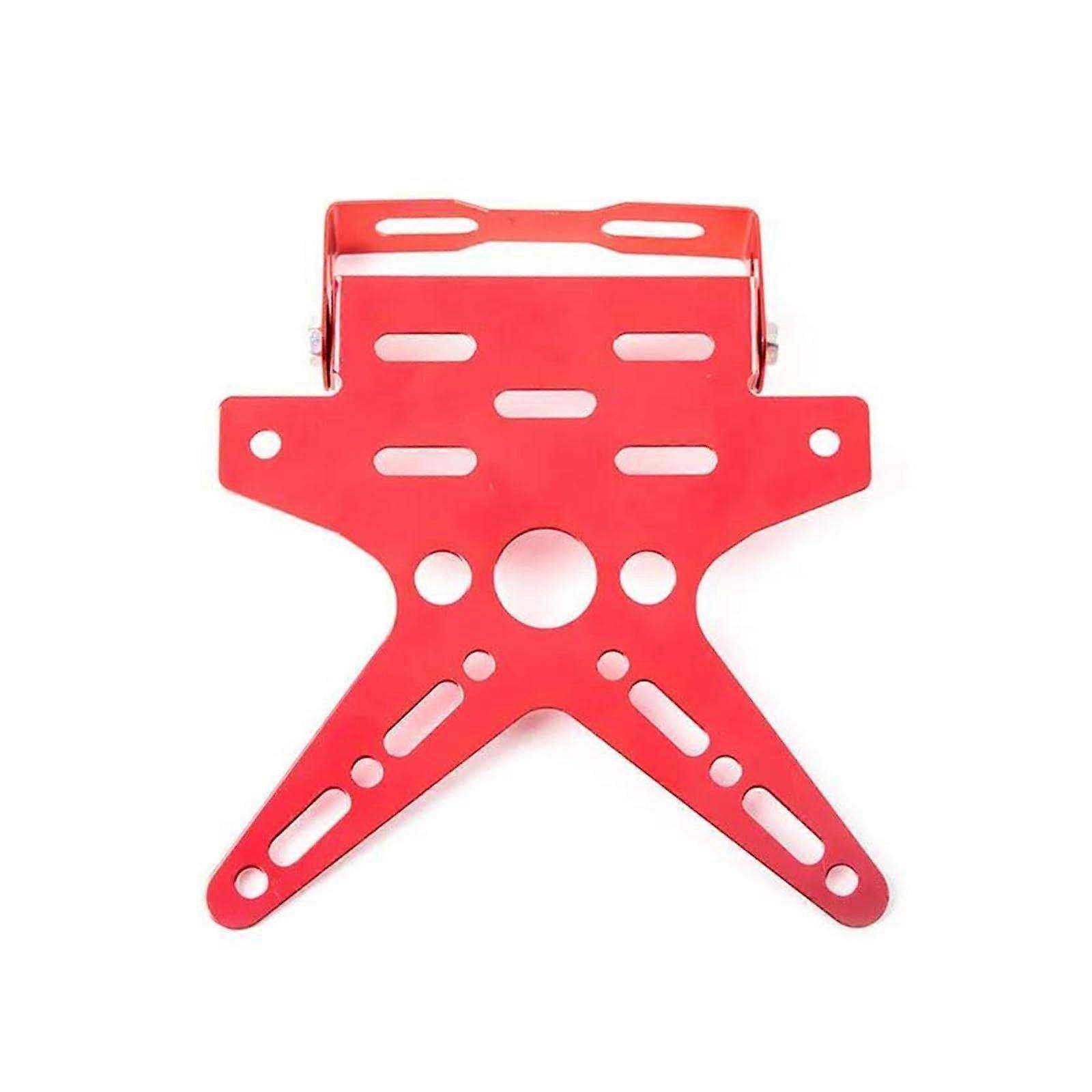 Universal Adjustable Motorcycle License Plate Holder Bracket, Durable Aluminum Alloy, Red