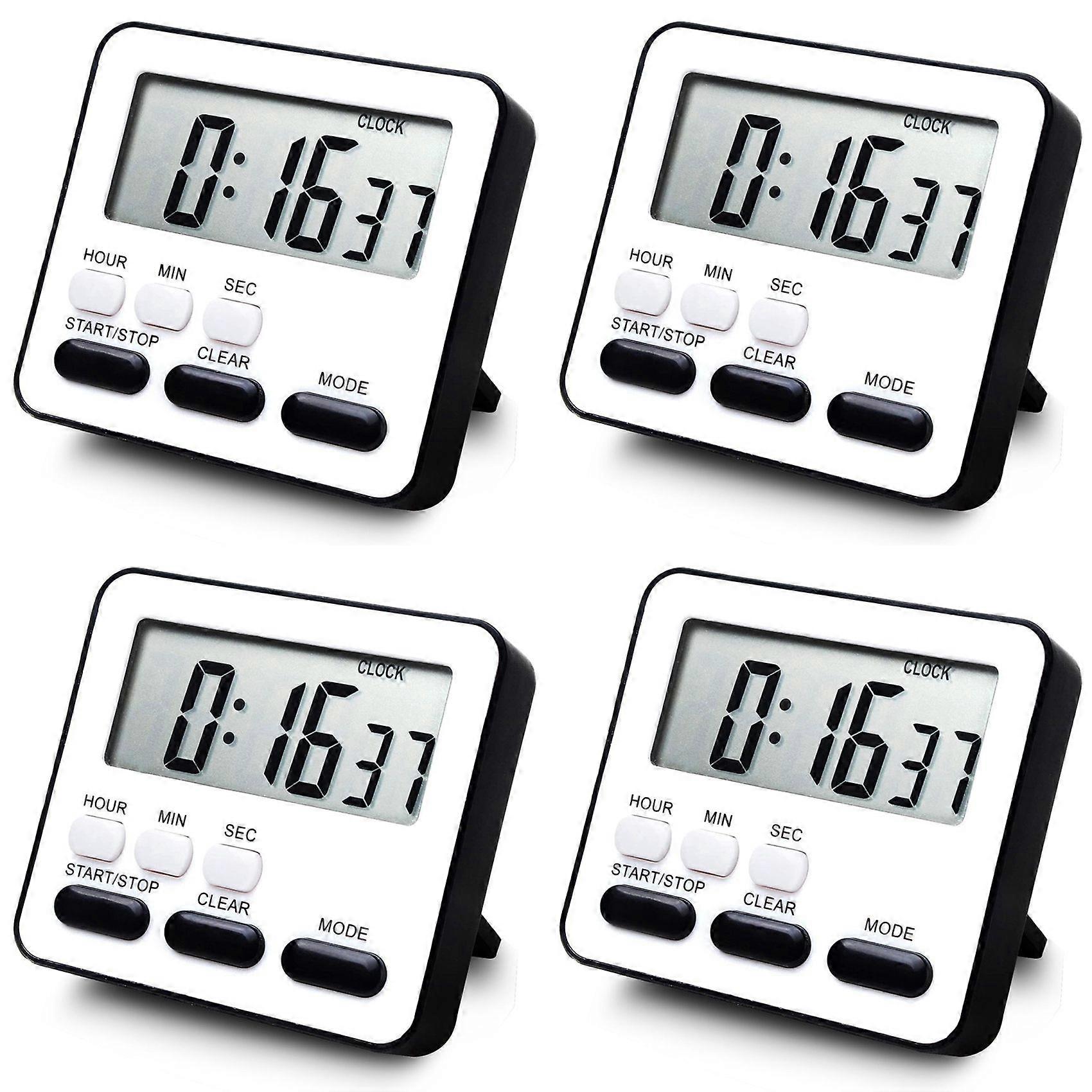 4X Kitchen Timer Count Down Count Up,Multifunctional Alarm Clock,Desk Clock,Black