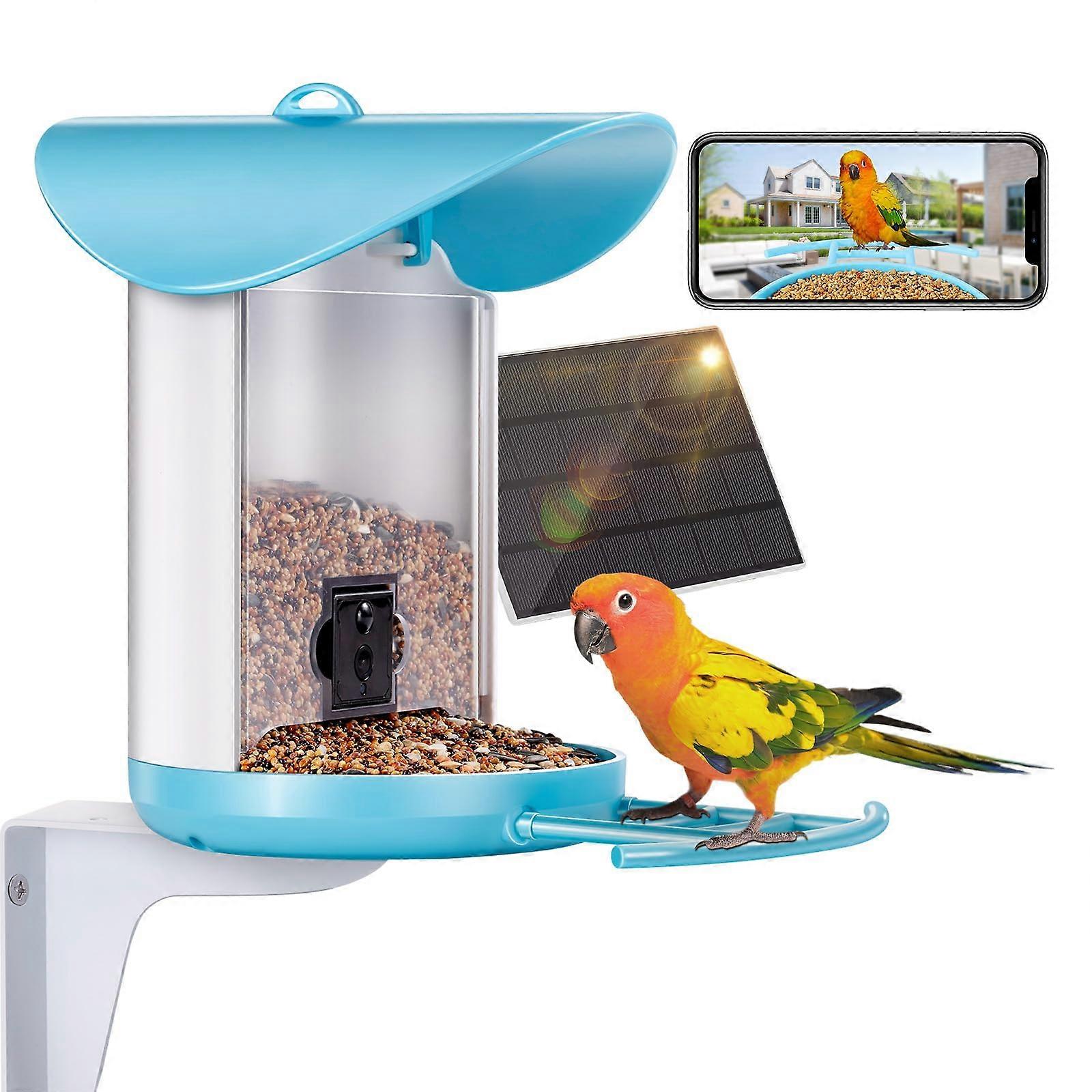 Smart Bird Feeder with Camera, Solar Powered 2K HD Live View, WiFi App Control, IP65 Waterproof