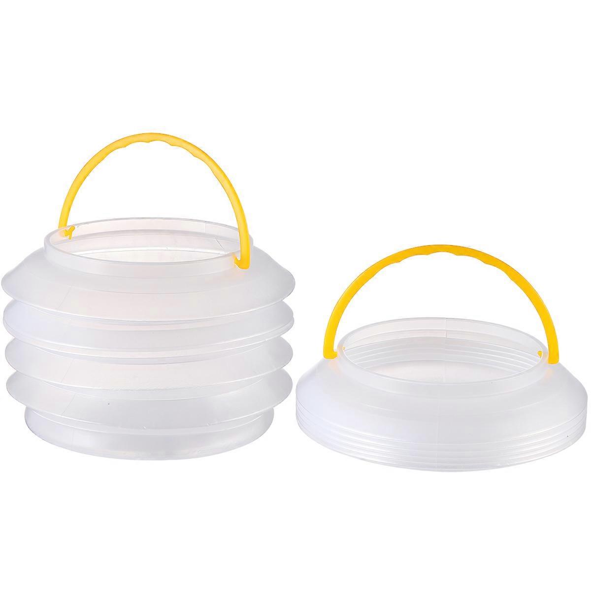 Stretchable Foldable Bucket Water Bucket for Outdoor Use 2Pcs 2L Silver