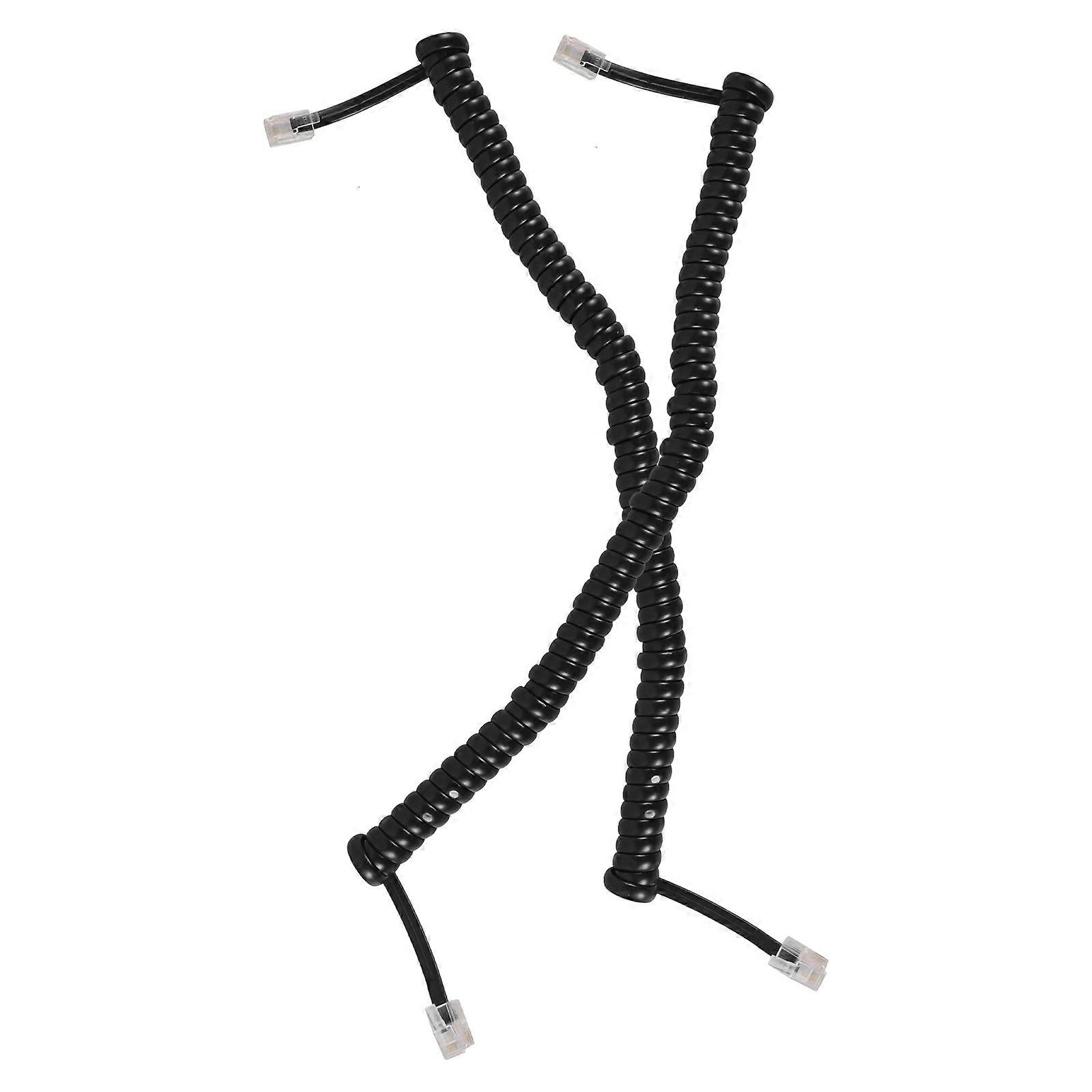 Coiled Telephone Cable Phone Cord for Reliable Use 4Pcs Black Set