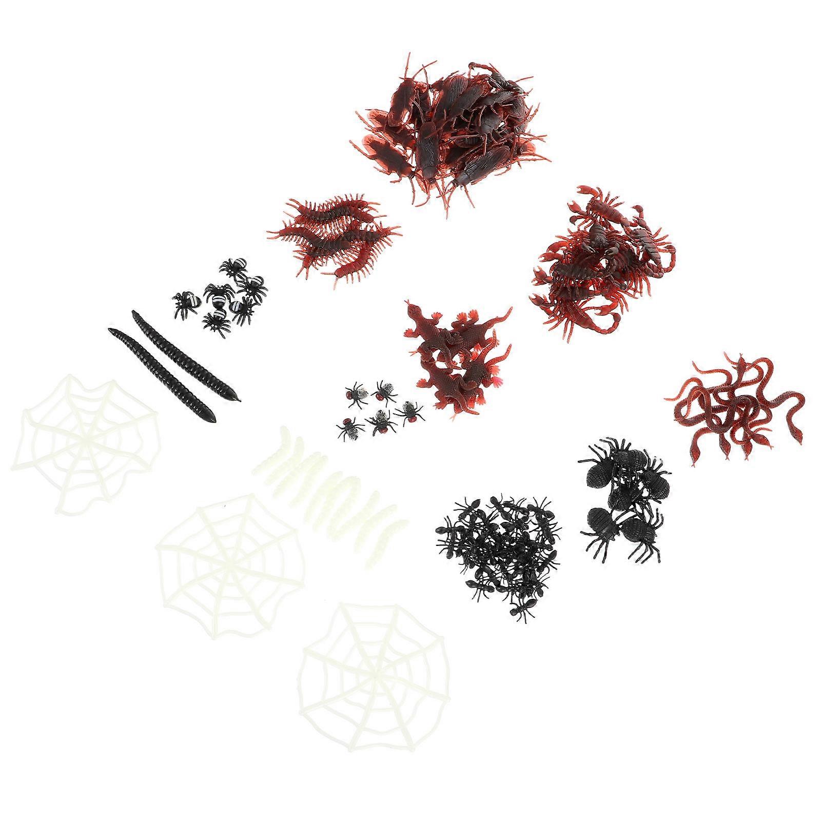 Halloween Simulation Toy Spider Insects with 128Pcs for Prank Use