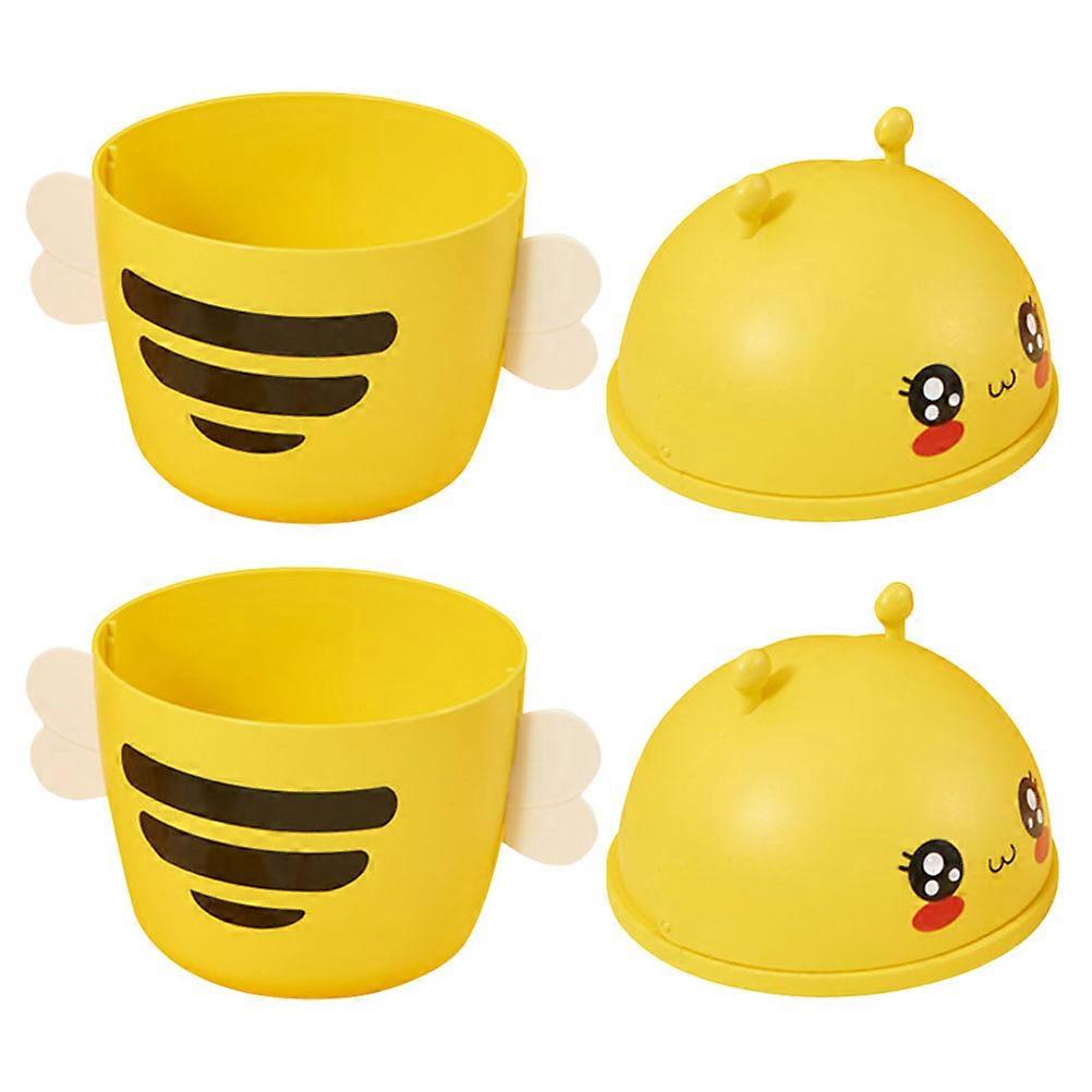 Desktop Trash Can Mini for Household Use 2Pcs Cartoon Bee Container