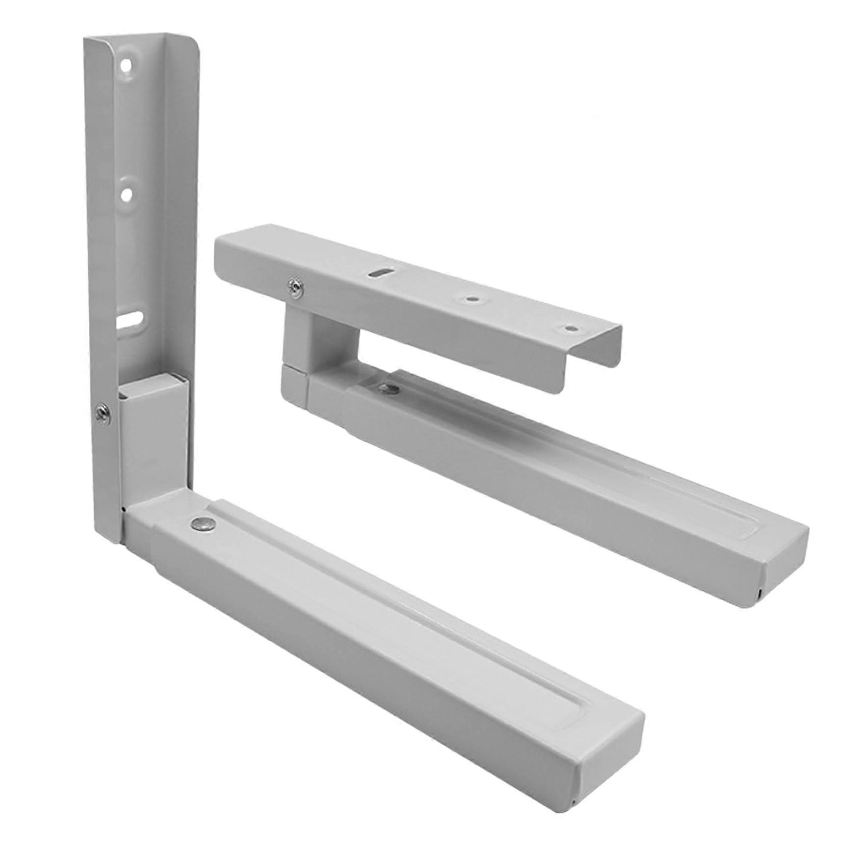 Adjustable Microwave Wall Mount Shelf Brackets, Foldable Heavy Duty 33lb Rack, White, 1 Pair