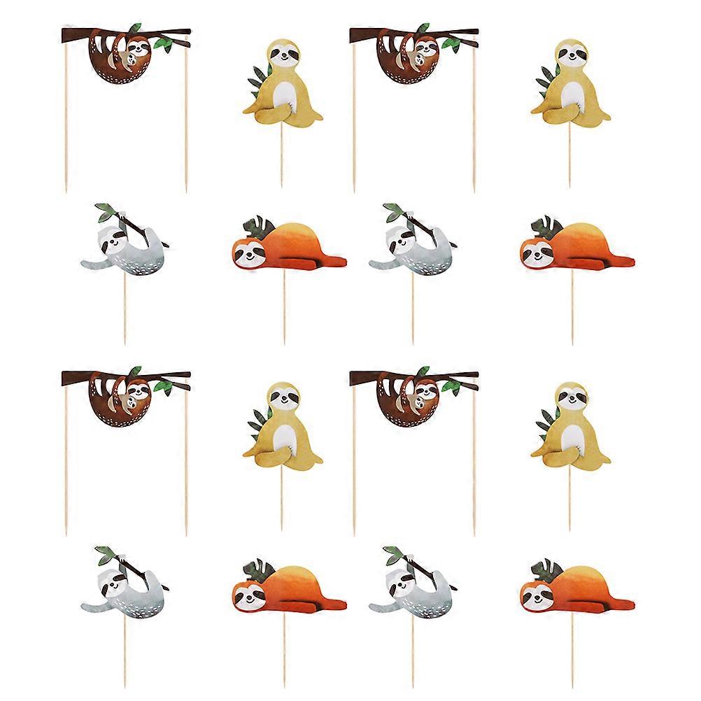 Cake Decorations Sloth Inspired Design For Theme Party With 16Pcs Assorted Color