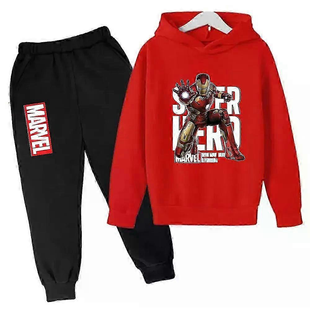 2025 Marvel Iron Man Kids Hoodies 2pcs Set Boy Girl Spring Autumn Sweatshirt Clothes Superhero Tracksuits Children Hooded Pants Suit