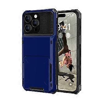 Case For Iphone 13 Blue Flip Card Slot Drop-proof No2809