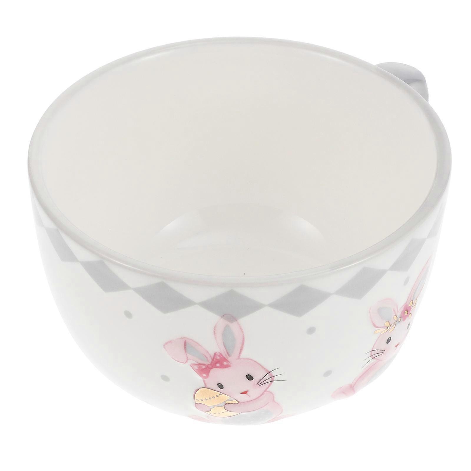 Lovely Rabbit Pattern Ceramic Soup Bowl for Home Use 3Pcs