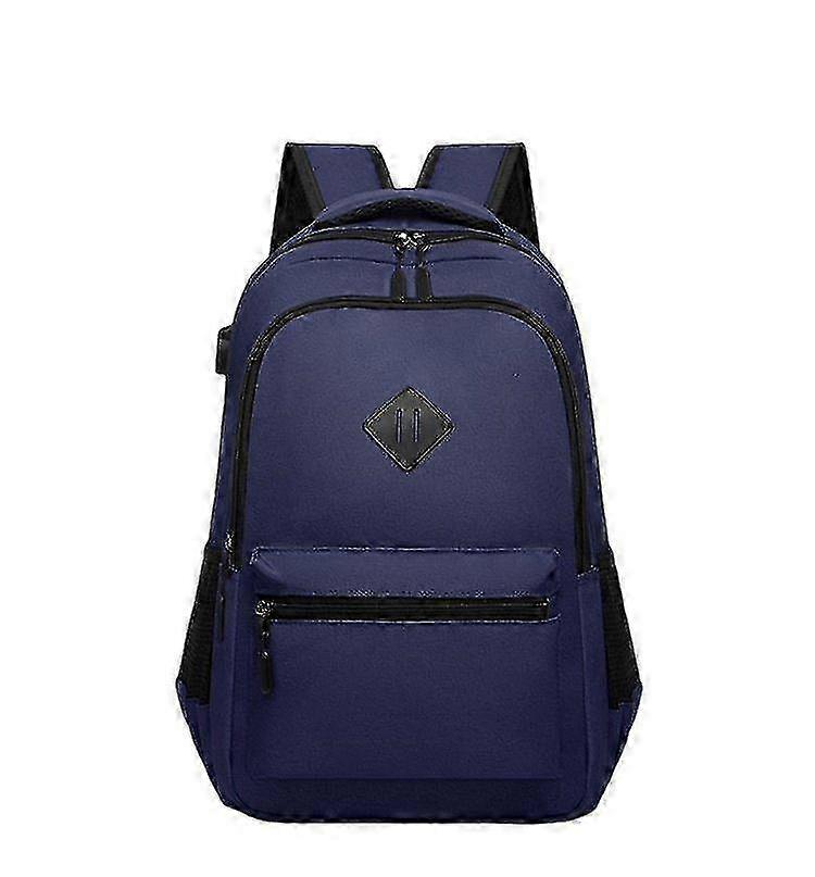 2025 Backpack, side pockets, padded shoulder straps, with USB plug,blue