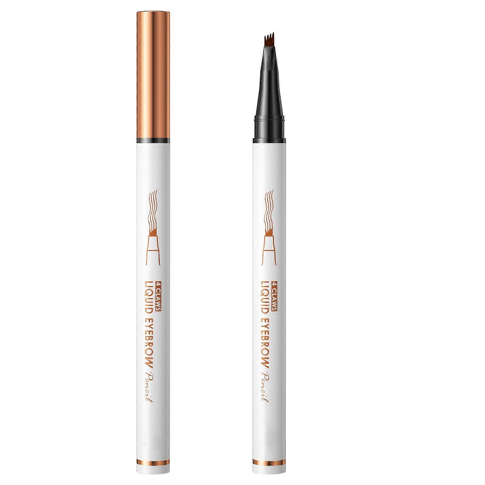 Waterproof Eyebrow Pen Dark Brown with 4 Fork Tip, Long Lasting Microblading Pencil for Natural Brows