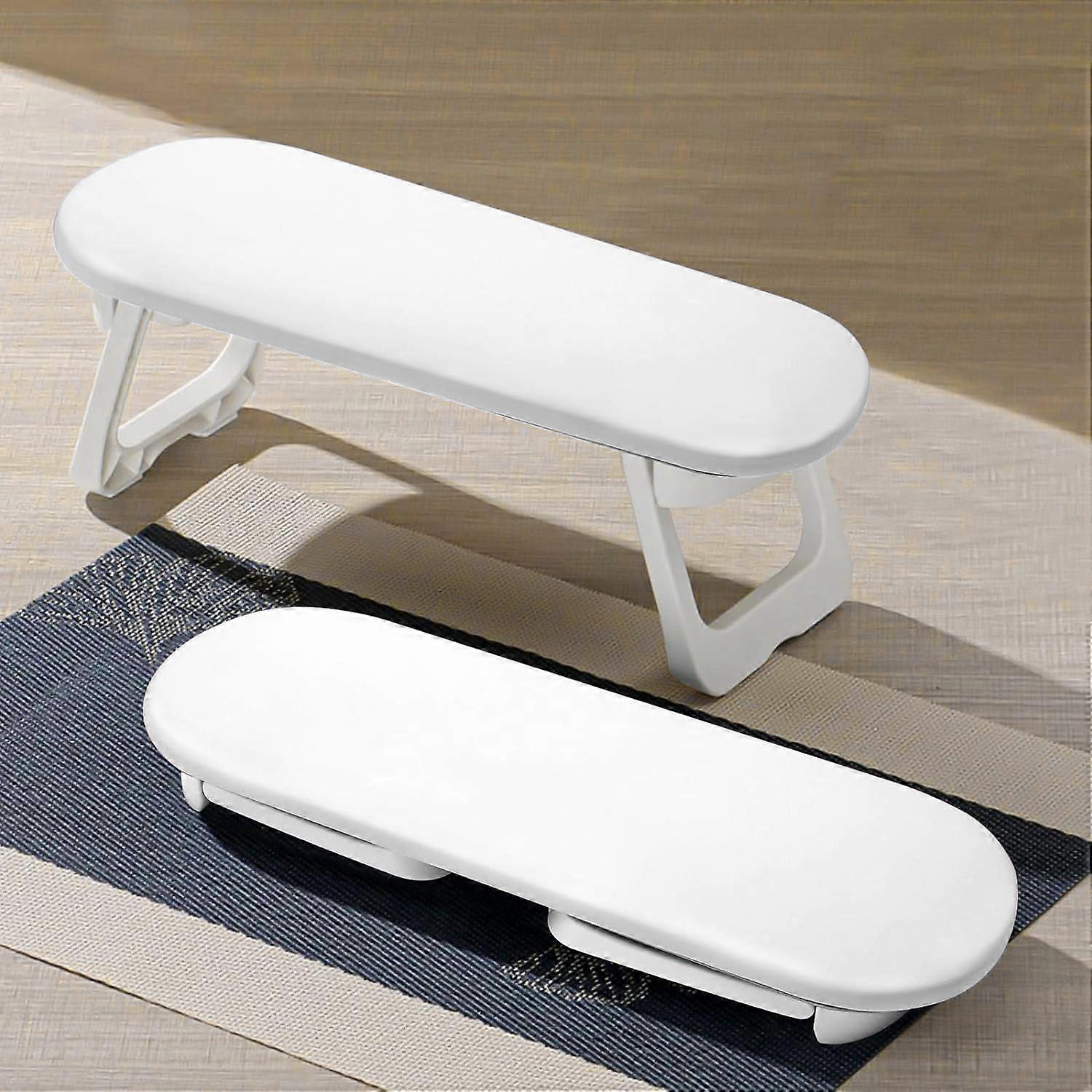 Nail Arm Rest Foldable PU Leather Comfortable Hand Support Non Slip Base UV Lamp Compatible White