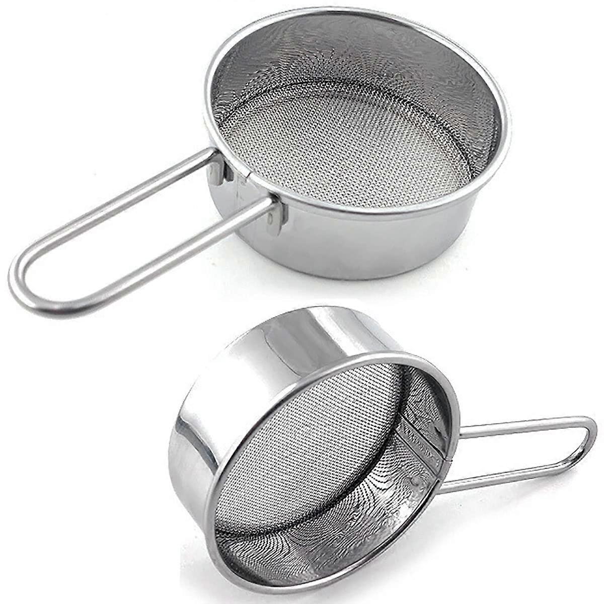 2Pack Mini Stainless Steel Flour Sifter with Comfortable Handle for Baking and Sugar Dusting