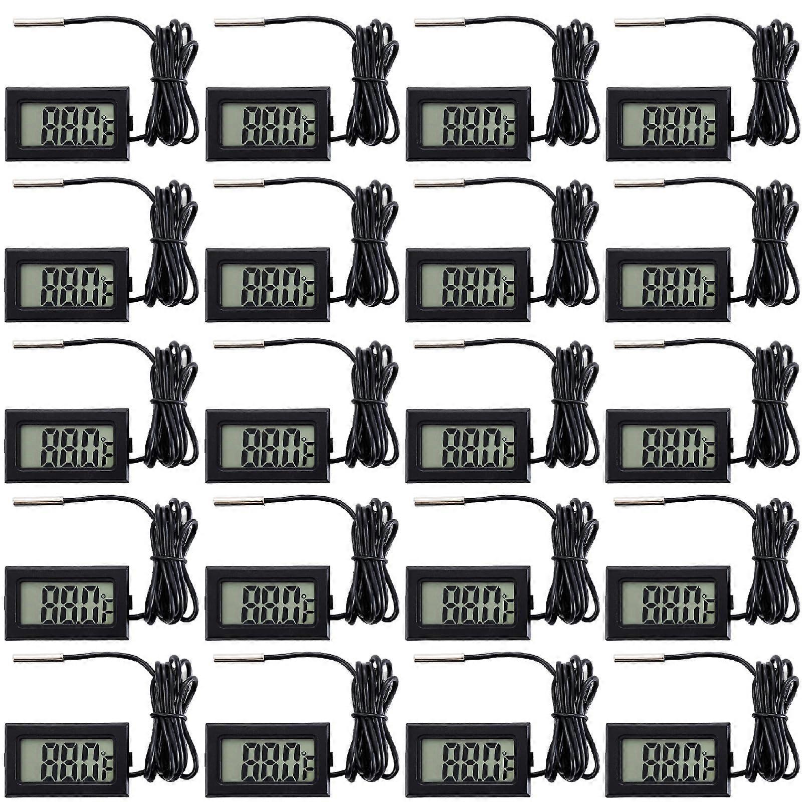Digital LCD Refrigerator Thermometer with Probe, Accurate Fahrenheit Display, 20 Pack