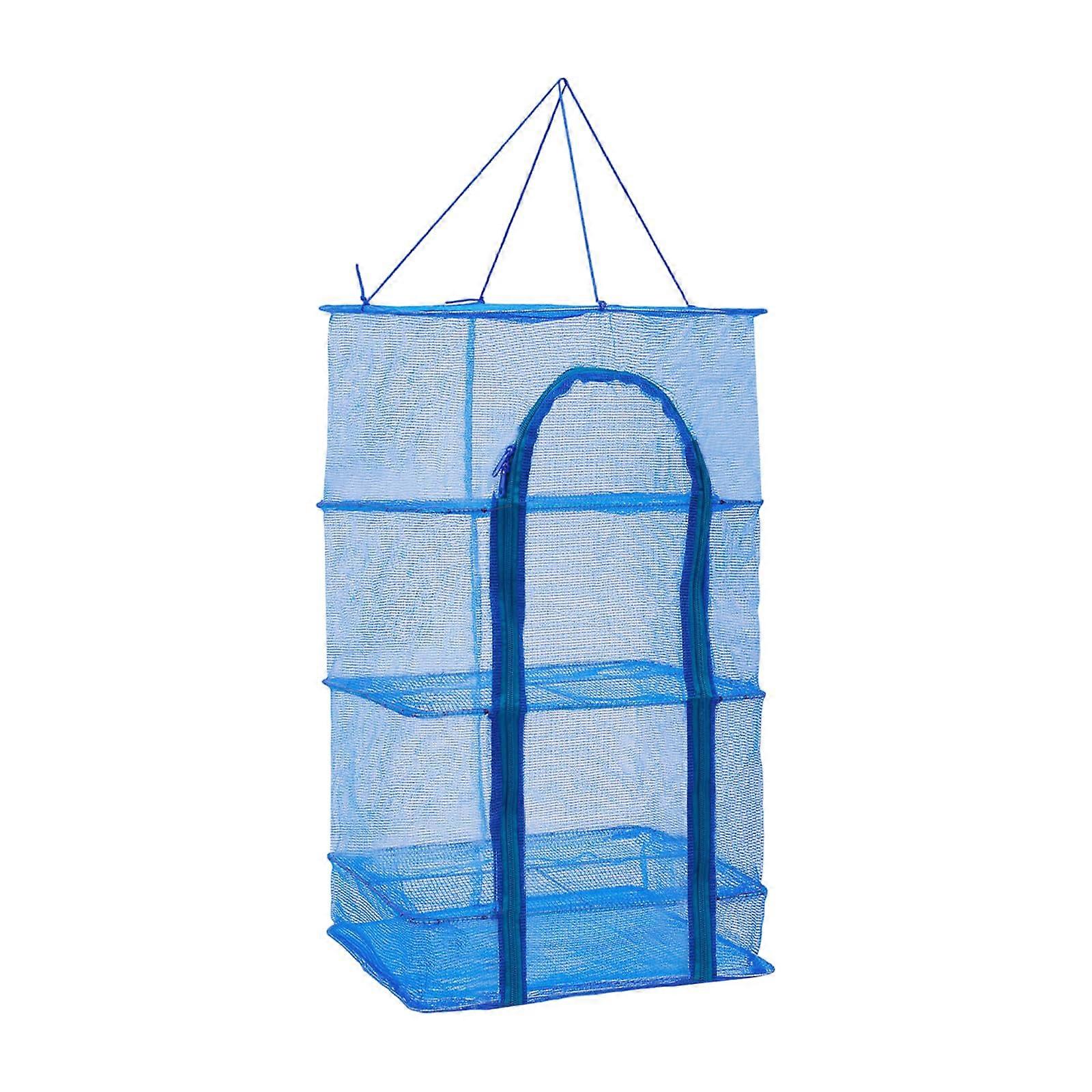 4 Layer Mesh Food Drying Rack with Zipper, Foldable Hanging Net for Fish, Herbs, Vegetables