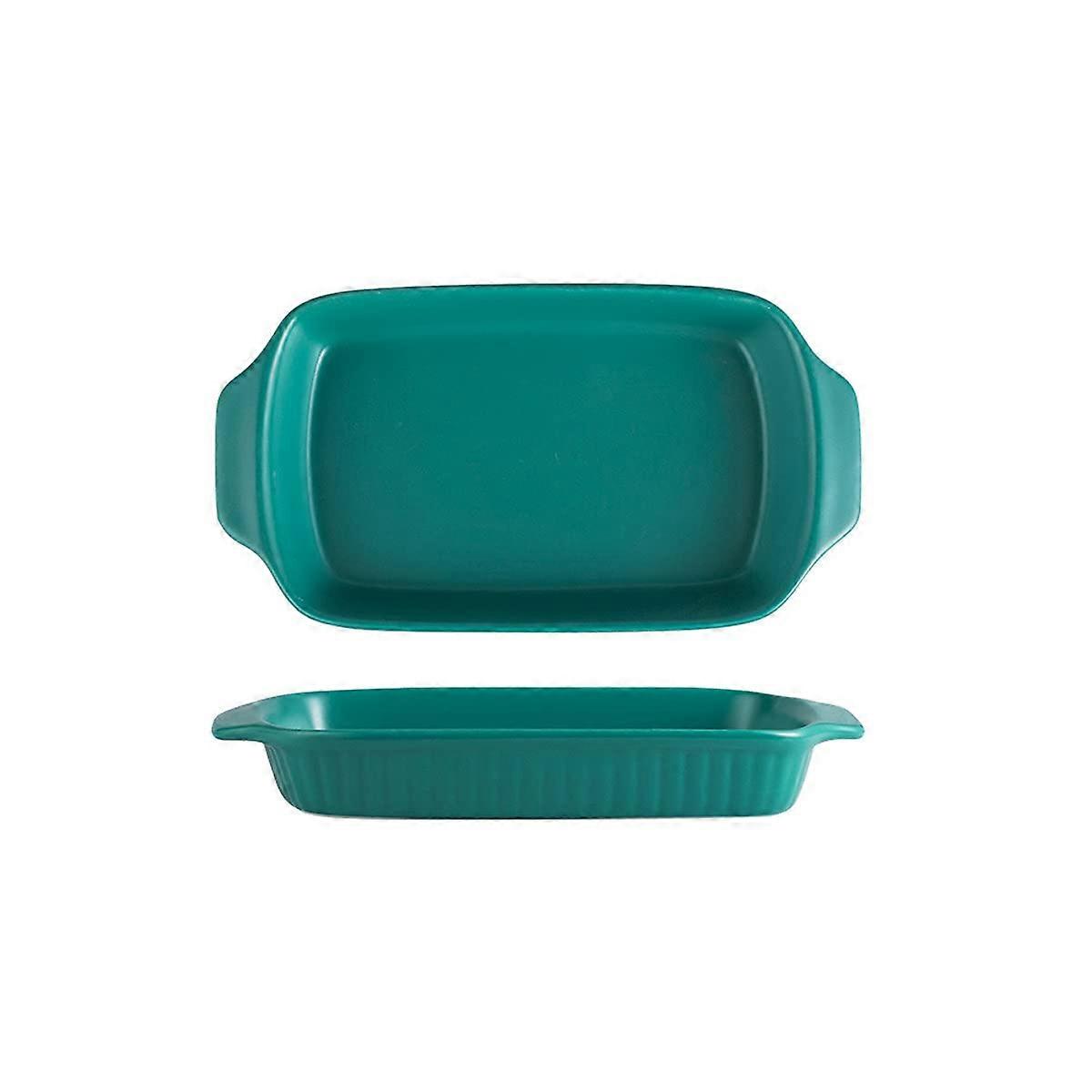 Ceramic Baking Dish Set 2 Piece with Handles, Rectangular Porcelain Casserole Pan, Pink