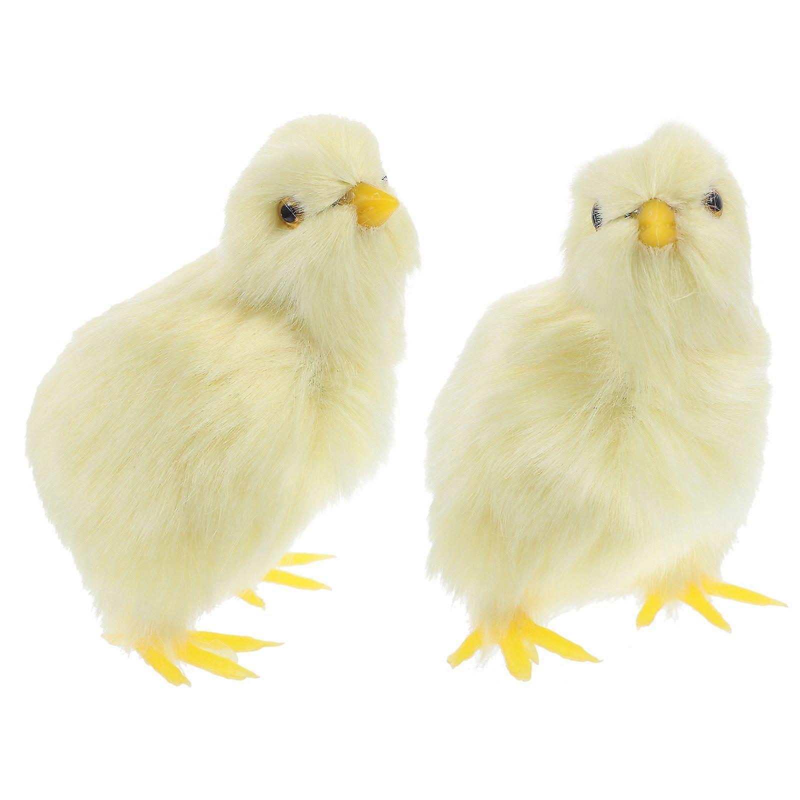 2pcs Artificial Simulation Chick Model Easter Chick Plush Toy Lifelike Stuffed Little Chick Plaything