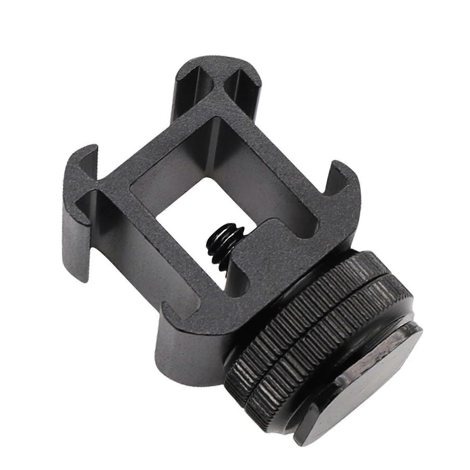 Camera Hot Shoe Mount Triple Cold Shoe Bracket for Microphone LED Light with Rubber Pad Protection