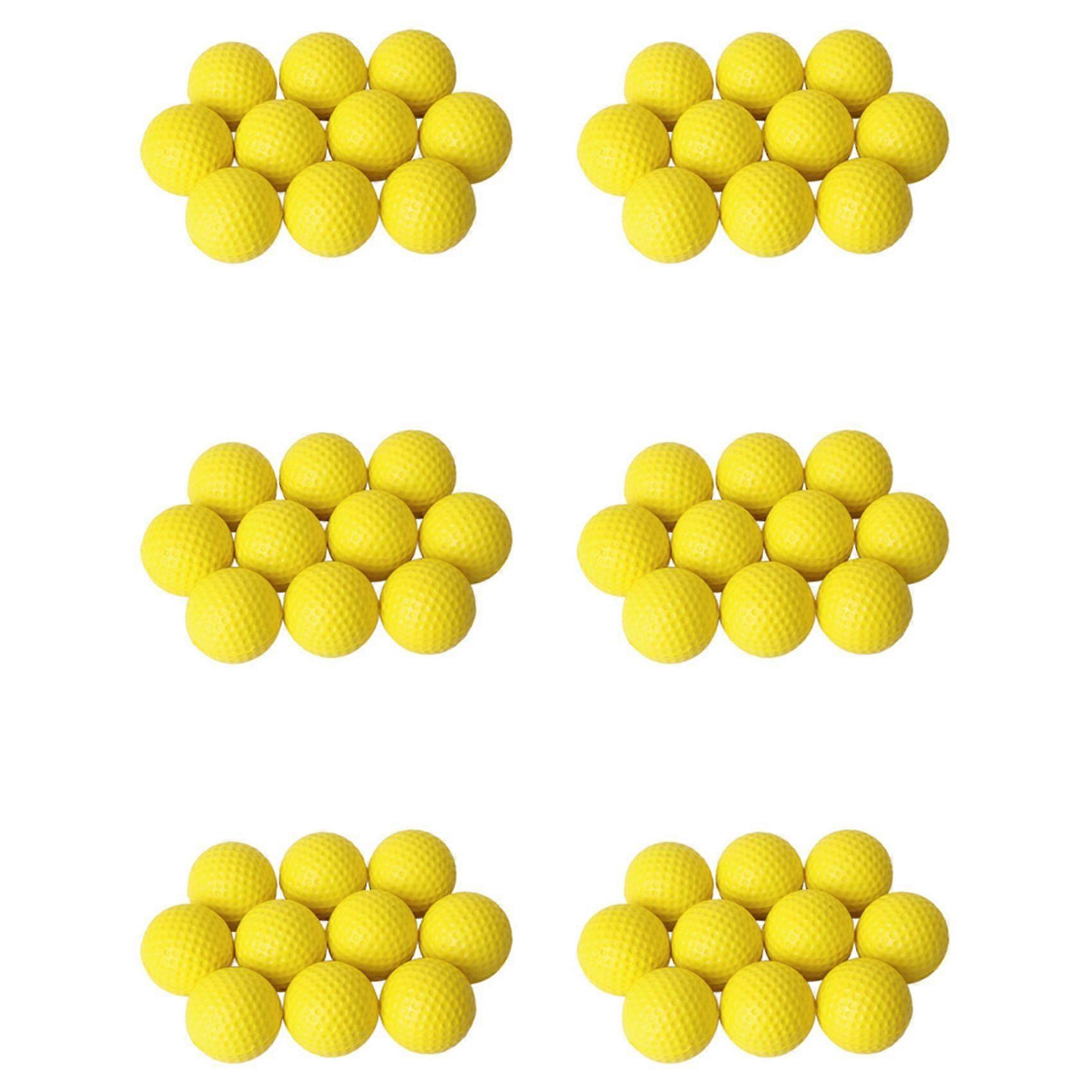 60Pcs Yellow Soft Elastic Indoor Practice PU Golf Ball