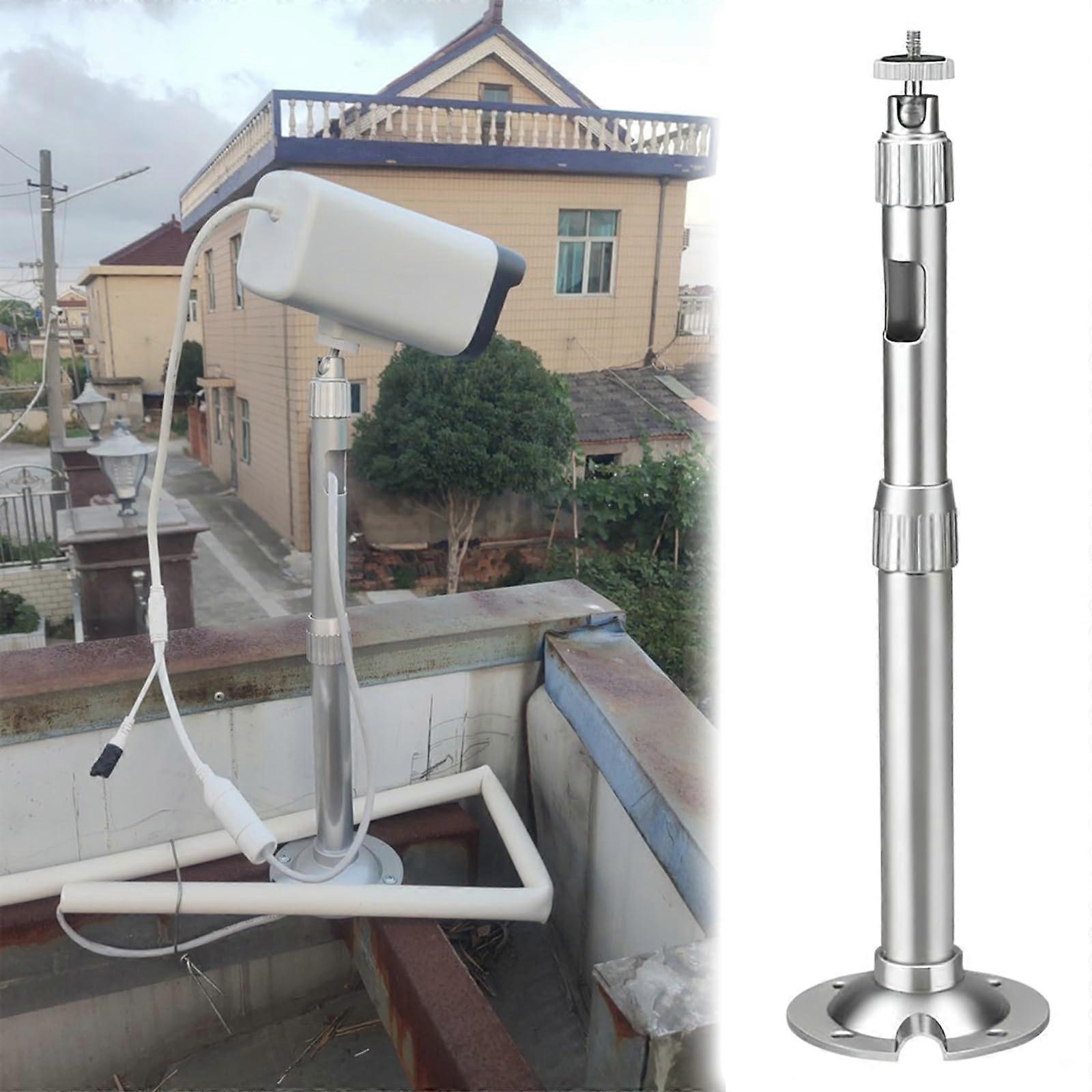 Security Camera Pole with Adjustable Height, Aluminum Alloy CCTV Mount Bracket for Outdoor Use
