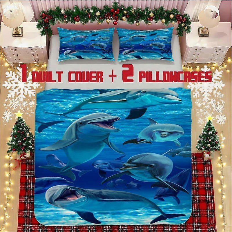 Dolphin Swim Soft Printed Bedding Set Polyester Fabric Decorative & Warm