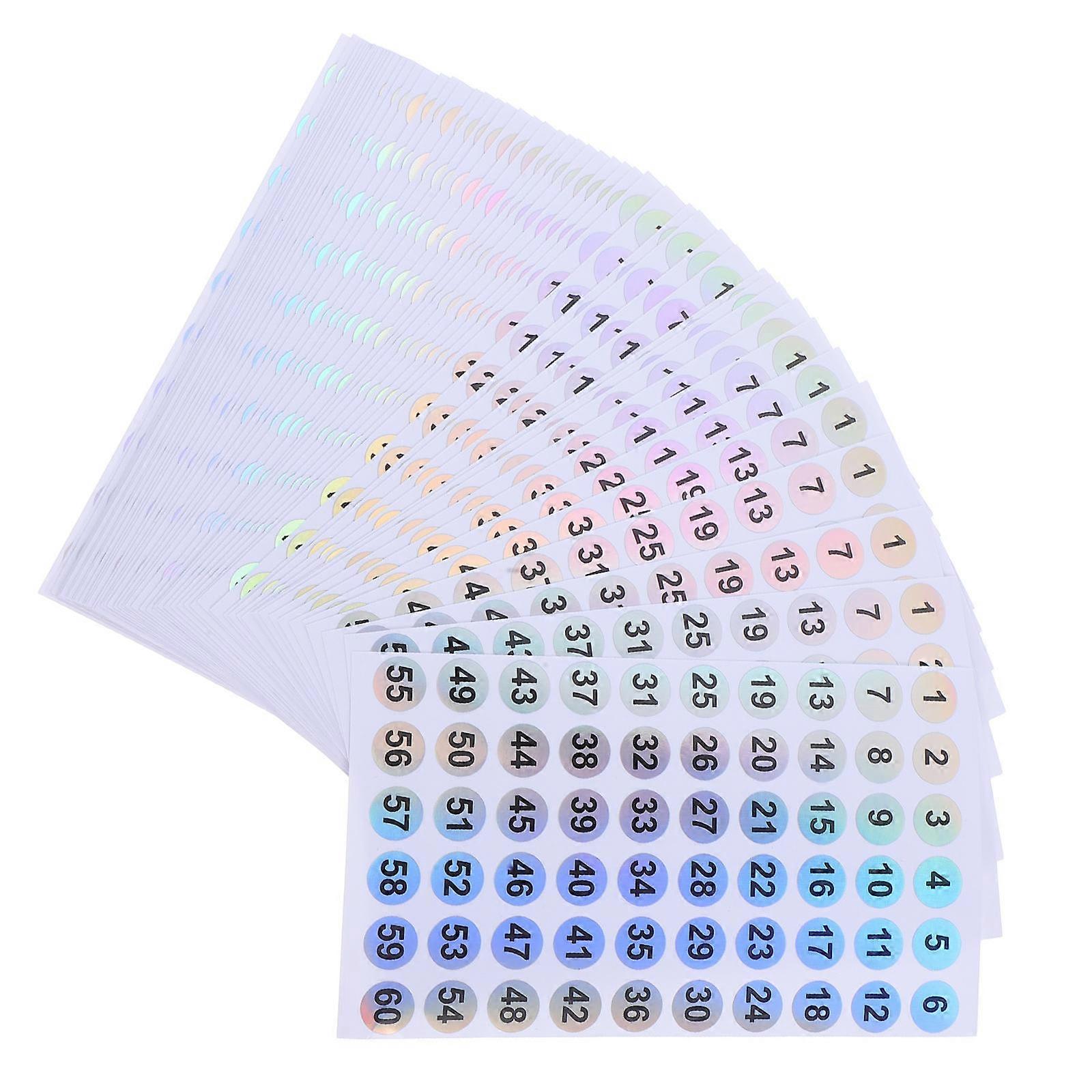 Number Labels Round for Classification 200Pcs Waterproof Multi-Color Stickers