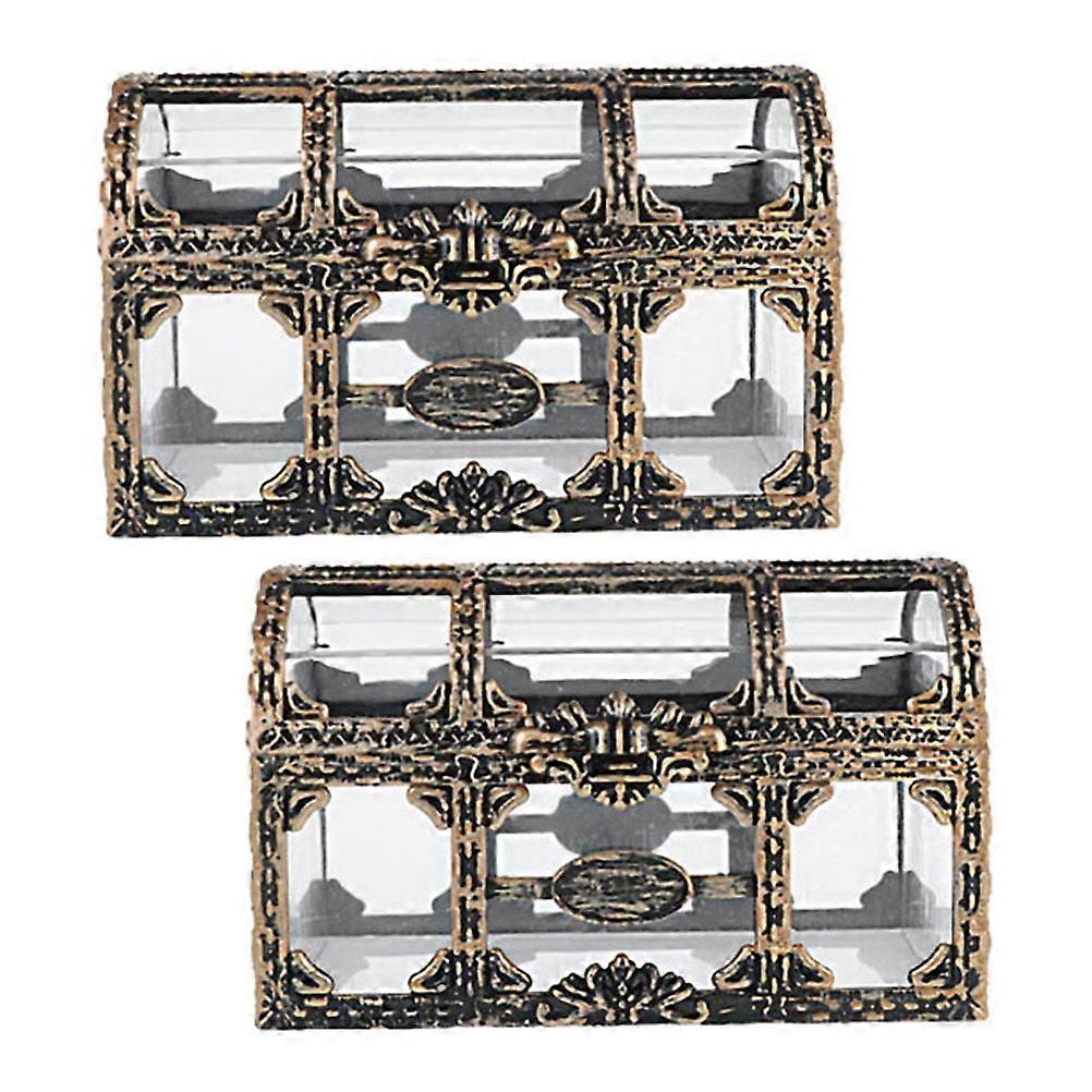 2Pcs Transparent Pirate Treasure Box with Rectangular Shape for Office Use