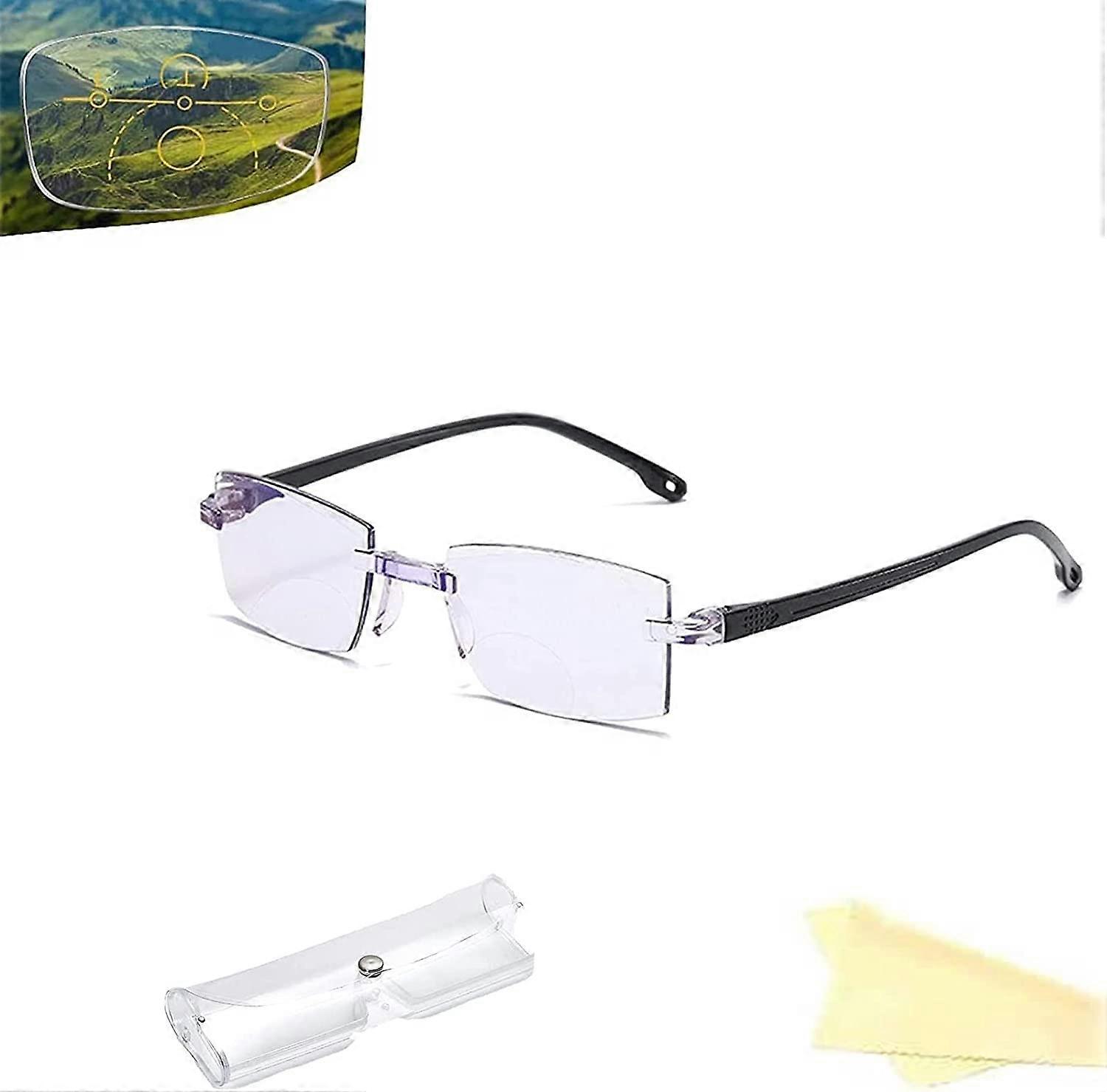 Progressive Multifocal Reading Glasses +3.5 Blue Light Blocking ScratchResistant Sapphire Finish