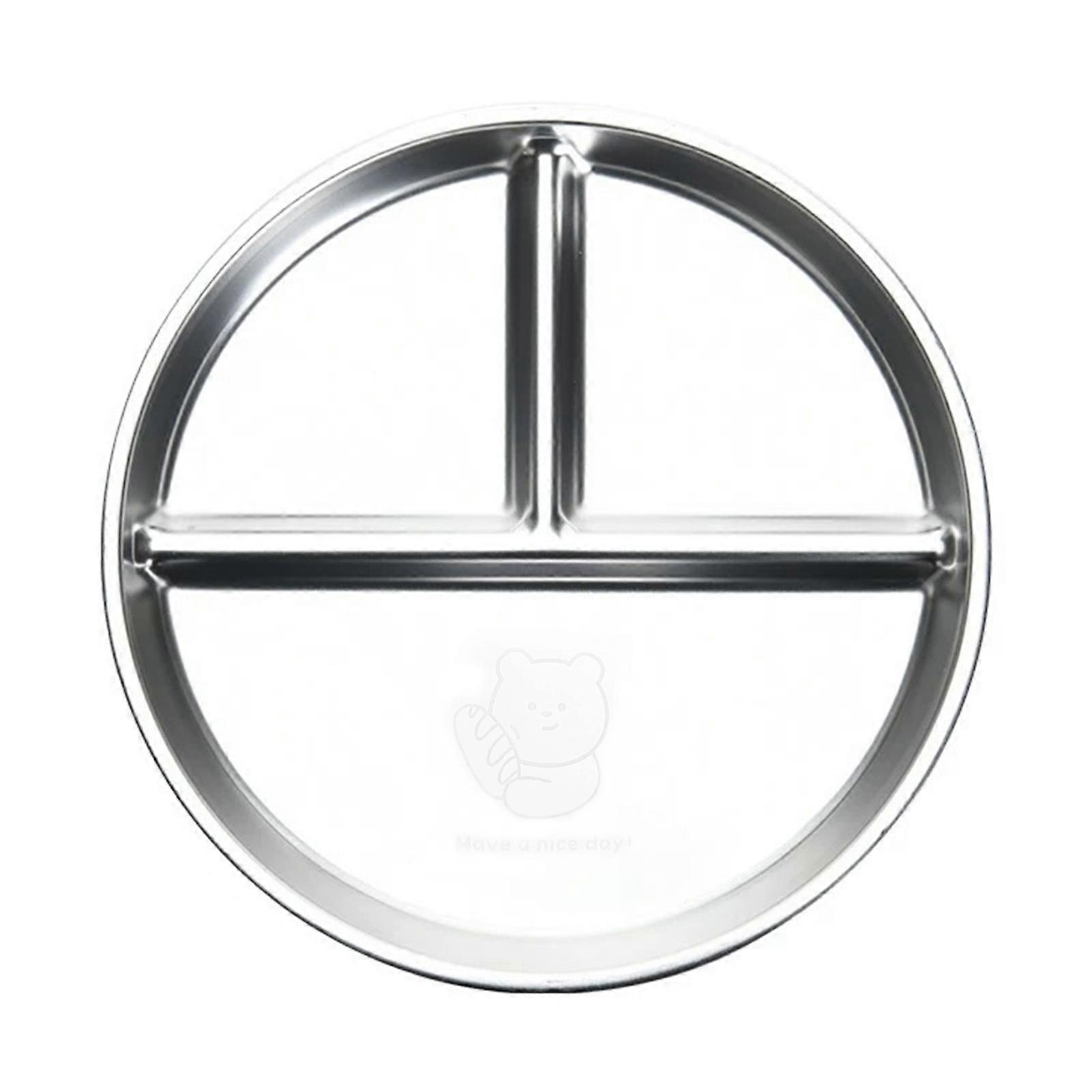 Stainless Steel Dinner Plates Silicone Suction Divided Serving Tray Stackable Breakfast Plates Kids