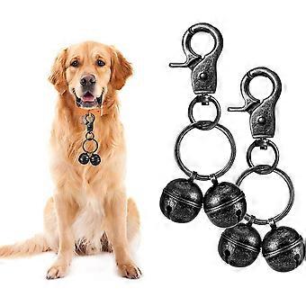 Halsbandglocke für Katzen und Hunde, 2er-Pack, extra laute Hundeglocke zur Haustierortung und zum Schutz von Wildtieren und Vögeln, robuster Eisen-Spaltring und Karabinerhaken (Nickel)