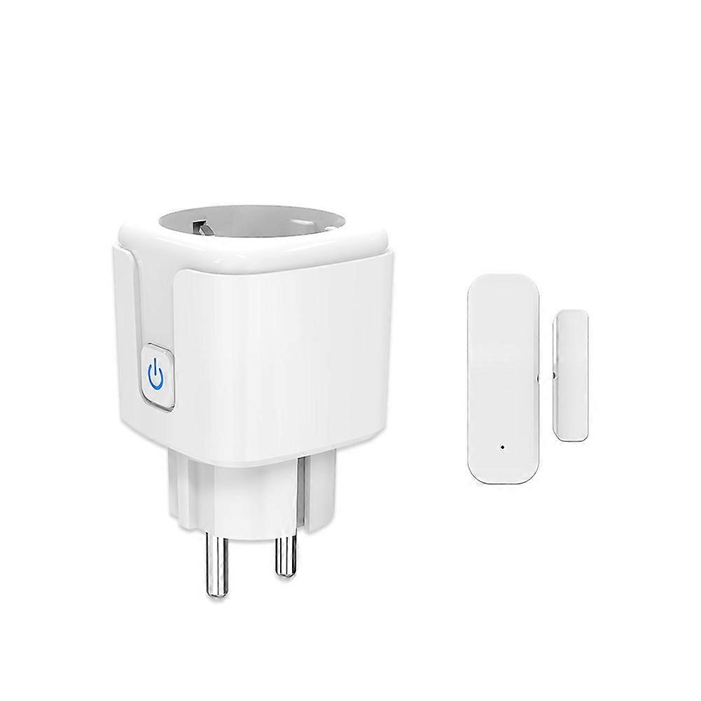 Smart Socket Outlet 16A and Door/Window Sensor Wireles Remote Control Anti-Theft Alarms Socket WiFi Timer Socket EU Plug
