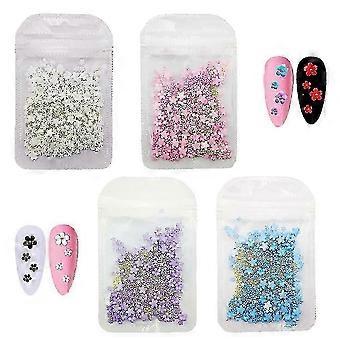 3D Flower Nail Charms with Rhinestones for Nail Art, DIY Decoration, Home Salon Use