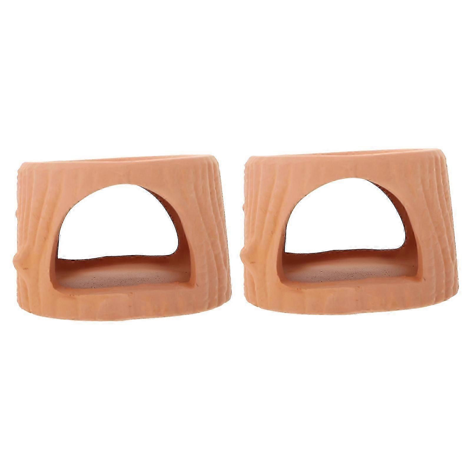 Aquarium Decor Ceramic Stone Cave Providing Hideout for 2Pcs