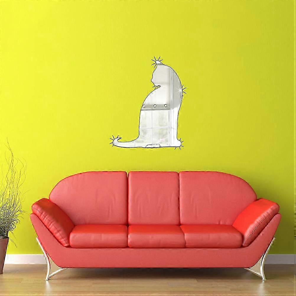 Wall Sticker Acrylic Mirror Surface Cat Pattern for Home Decoration