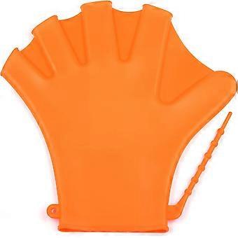Silikon Schwimmhandschuhe Gurtband Aquatic Training Wasserwiderstand Fitness Paddel Aerobic für Männer Frauen ErwachseneOrange(1Paar)