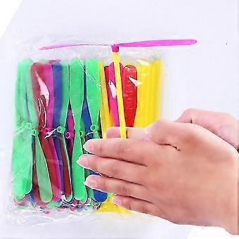 30 pezzi di giocattoli di elicottero a mano volante, libellula di bambù elica di plastica strofinata a mano Giocattoli all'aperto per bambini Regalo volante